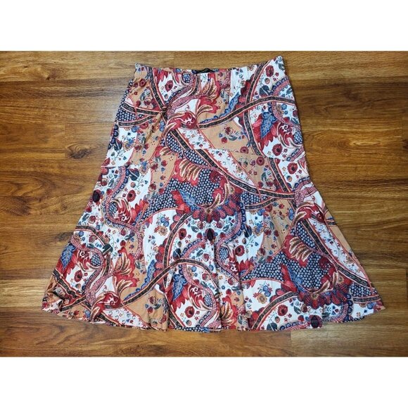 Peruvian Connection Sizs Large‎ Pull On Midi Floral Skirt